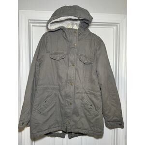 Sebby Women’s Winter Coat Warm Faux Fur Lined Medium M Jacket Olive Green Grey